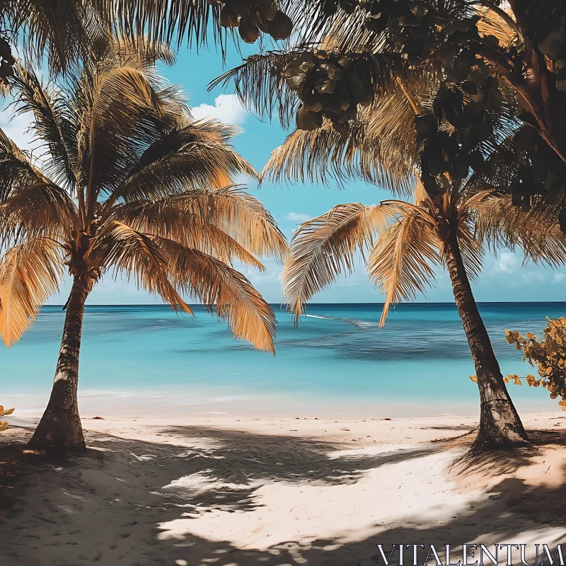 Tranquil Tropical Beach Scene AI Image