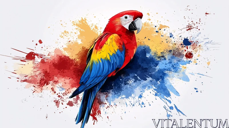 Artistic Parrot with Colorful Paint AI Image