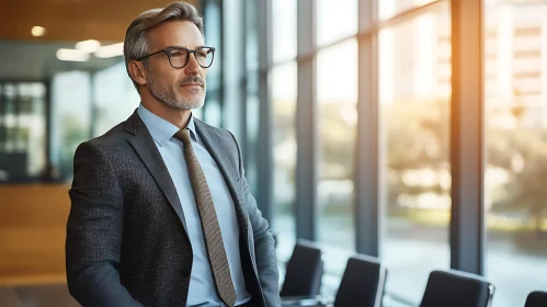 Professional Corporate Man in Sunlit Office