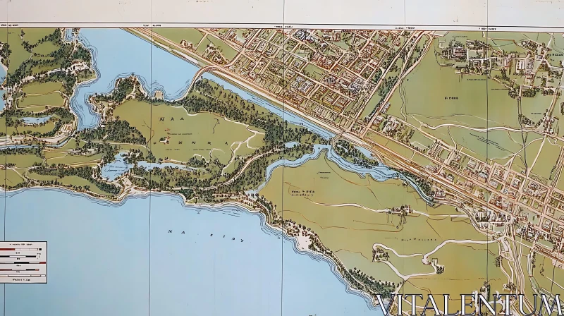 Historical Coastal Map with Topographical Details AI Image