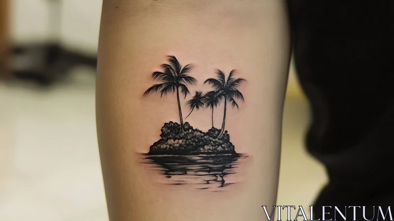 Serene Island Tattoo Design AI Image