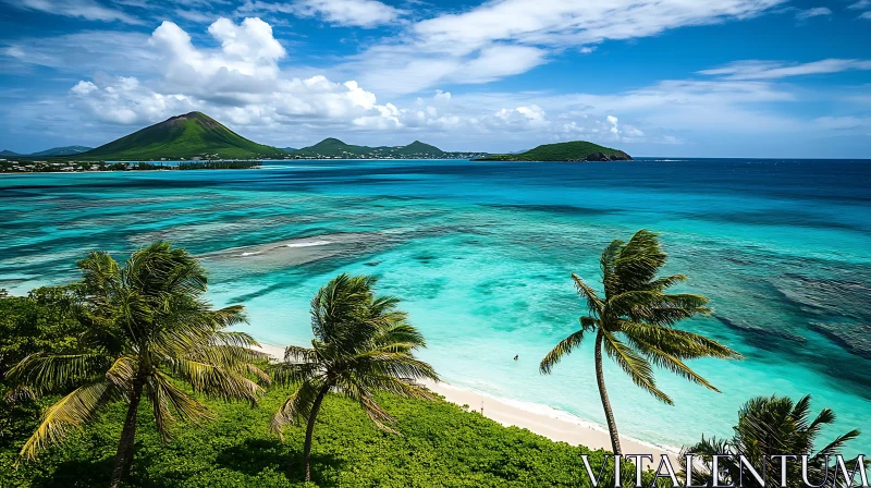 Serene Scenic Island with Pristine Beach AI Image