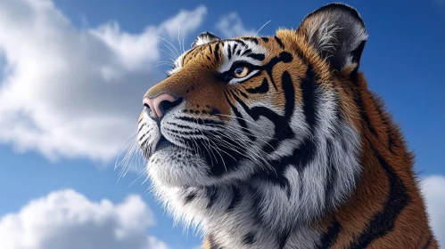 Regal Tiger Against a Cloudy Sky