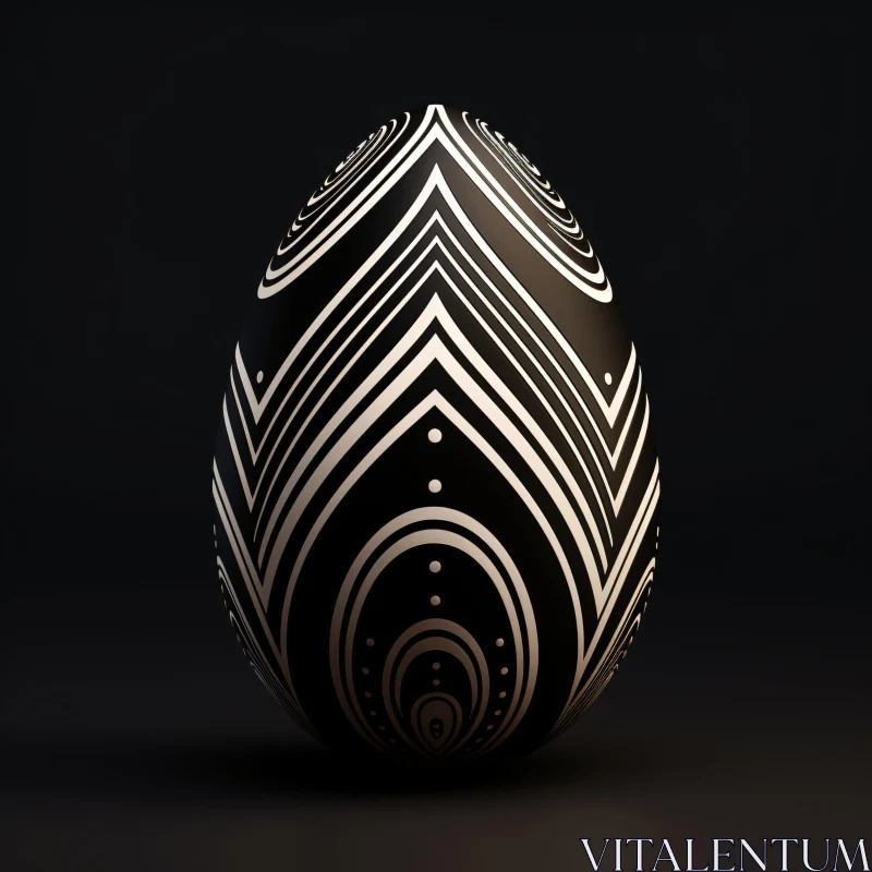 AI ART Geometric Patterns on Black Egg