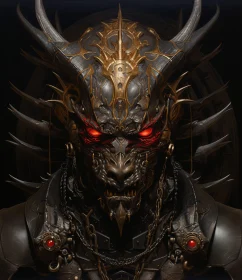 Demon with Glowing Eyes and Elaborate Armor