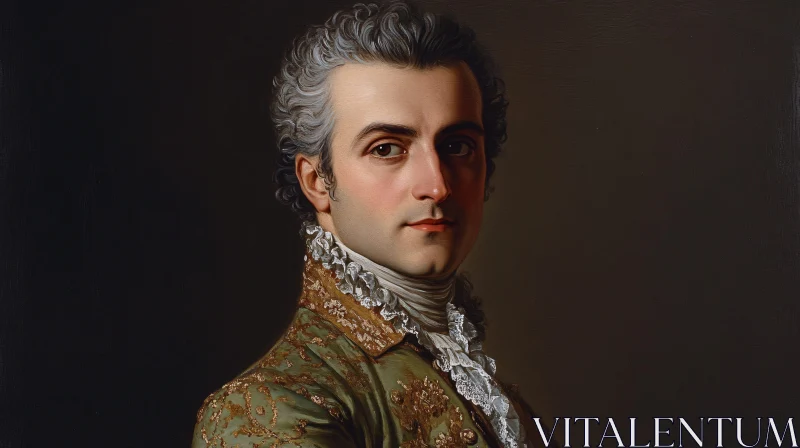 Historical Man Portrait with Ornate Jacket AI Image