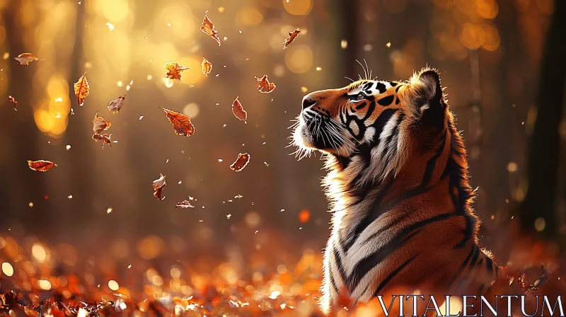 AI ART Stunning Autumnal Tiger Scene