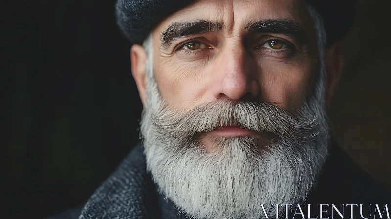 Detailed Portrait of Bearded Man in Dark Attire AI Image