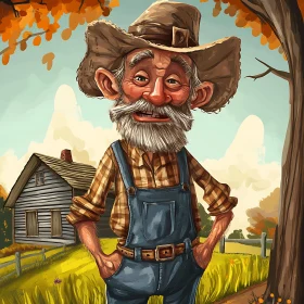 Elderly Farmer Character Art in Autumn