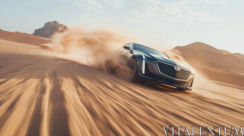 AI ART Desert Speed: Luxury Car in Motion