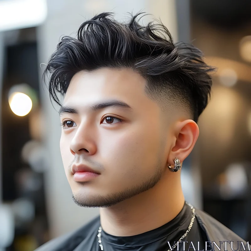 AI ART Stylish Men's Haircut with High Fade and Wavy Top