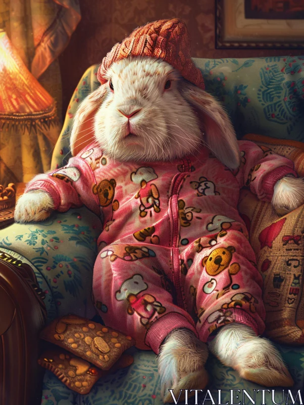 Charming Bunny Relaxing AI Image