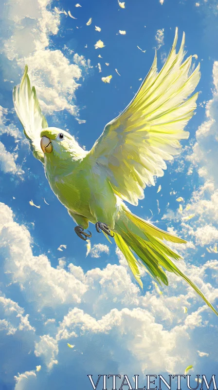 AI ART Soaring Parrot in Blue Sky