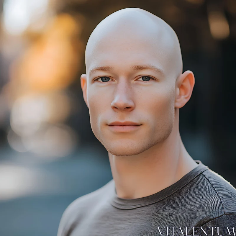 Outdoor Portrait of a Man with Blue Eyes AI Image