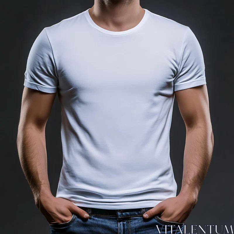 Stylish Casual Outfit with White T-shirt and Jeans AI Image