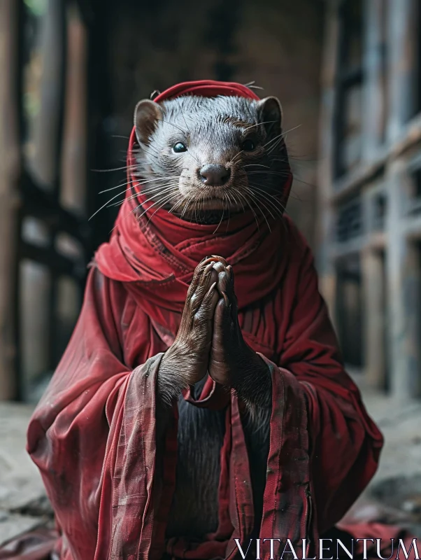 AI ART Otter Portrait in Monastic Attire