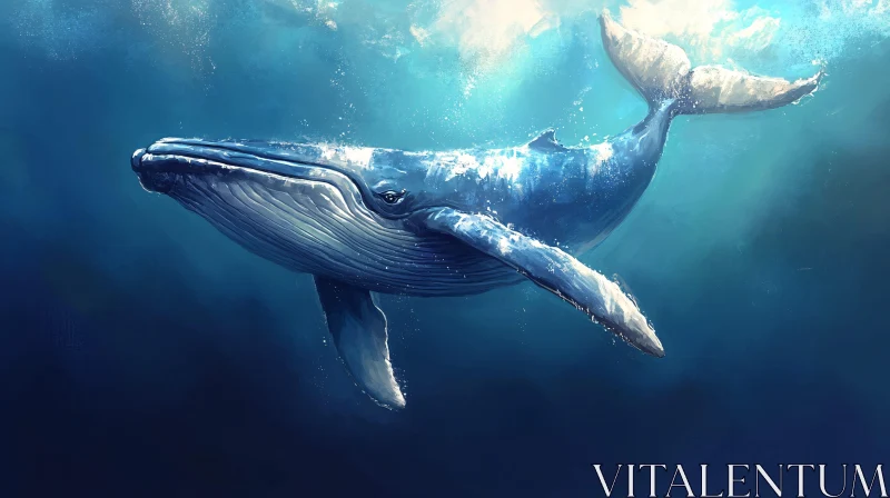 AI ART Serene Blue Whale in Marine Waters