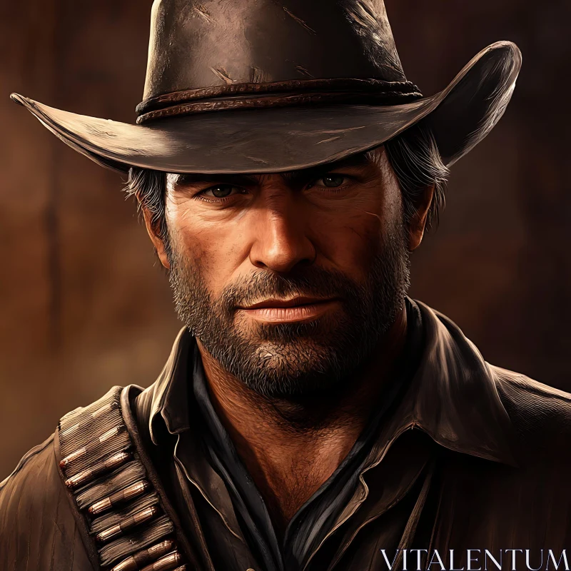 AI ART Gritty Man with Beard and Cowboy Hat