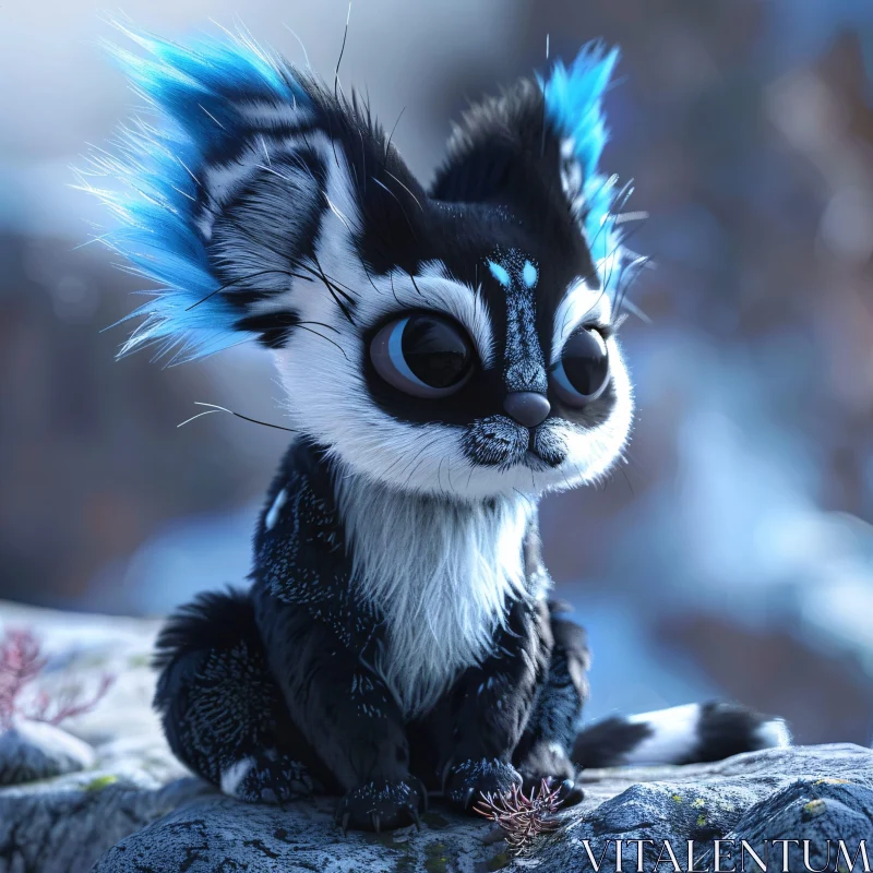 AI ART Fantasy Creature with Blue Fur