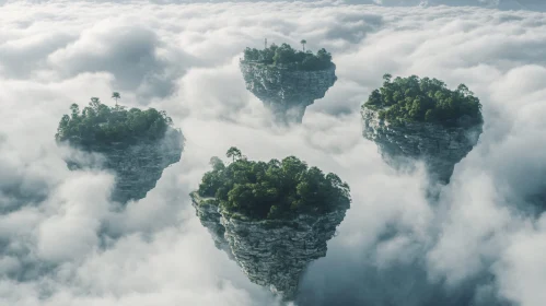 Mystical Floating Islands in the Sky