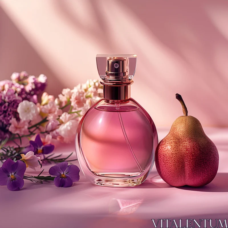 Perfume with Floral and Fruit Elements AI Image