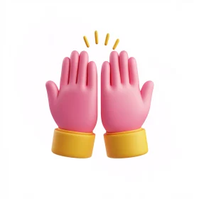 3D Pink Hands Giving High-Five