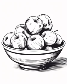 Monochrome Apple Bowl Illustration