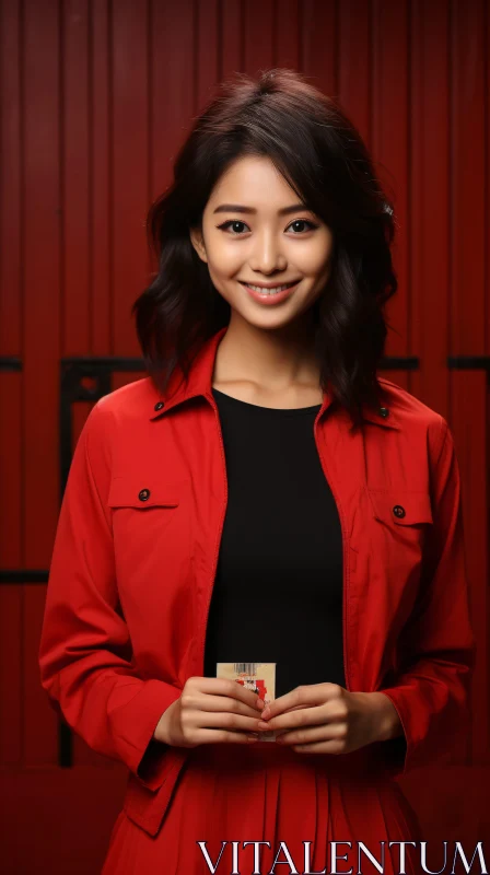 Fashionable Woman in Red AI Image