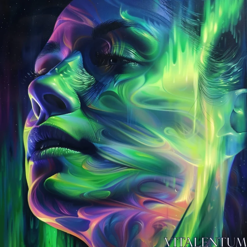 Surreal Colorful Face Art AI Image