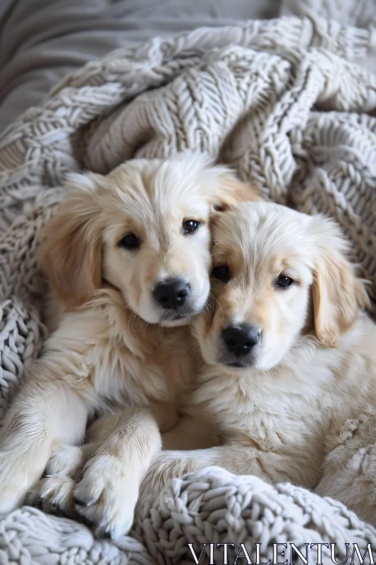 Cute Golden Retriever Pair Relaxing AI Image