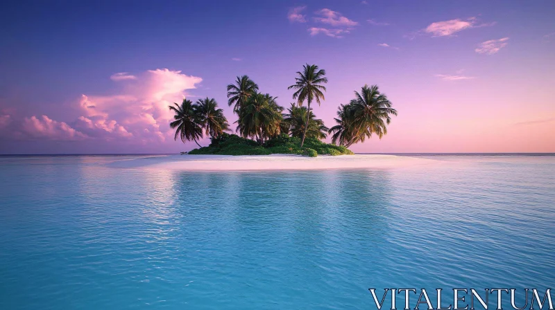 AI ART Idyllic Island Getaway with Palm Trees and Sunlit Ocean