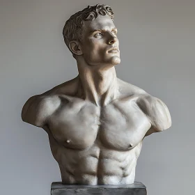 Lifelike Sculpture of a Muscular Male Bust