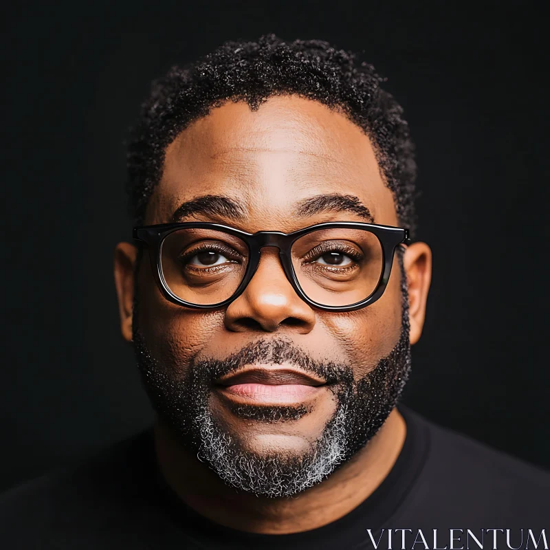 Man with Black-Framed Glasses and Groomed Beard AI Image