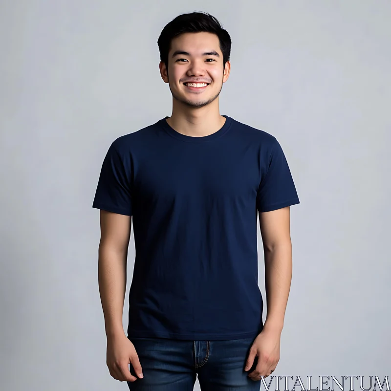 Casual Portrait of Smiling Man AI Image