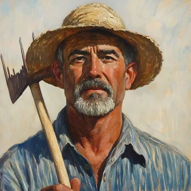 Realistic Oil Painting of an Elderly Farmer