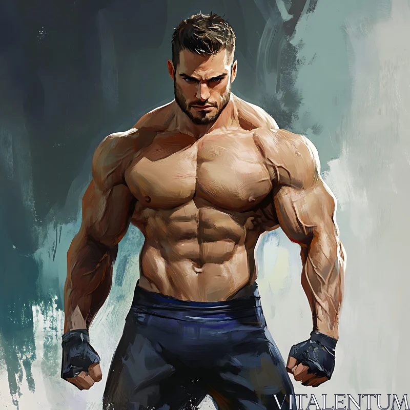 Powerful Bodybuilder Portrait AI Image