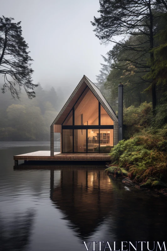 AI ART Lakeside A-Frame Cabin in the Woods