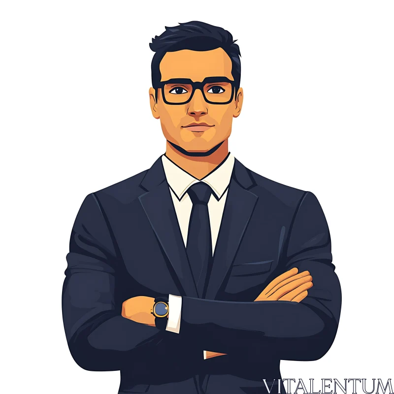 Confident Businessman in Dark Suit AI Image