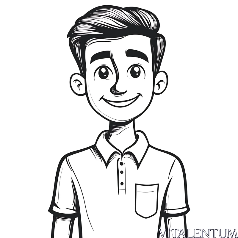 Cheerful Cartoon Boy Drawing AI Image