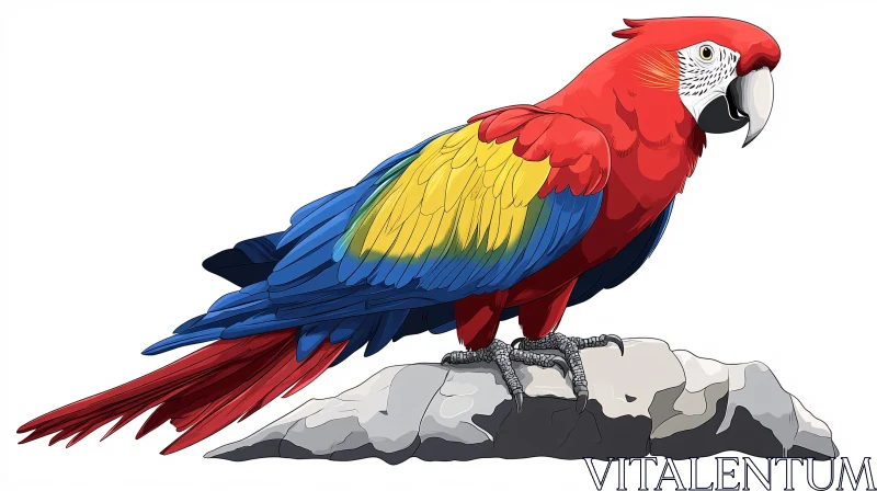 AI ART Colorful Parrot Artwork on Rock