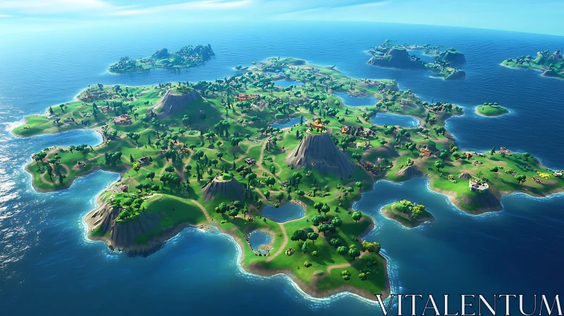 Scenic Island Aerial Landscape AI Image