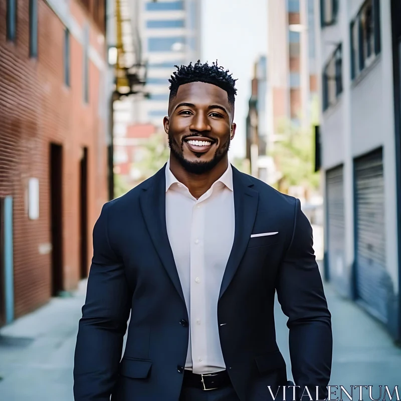 Professional Urban Portrait of Confident Man in Suit AI Image