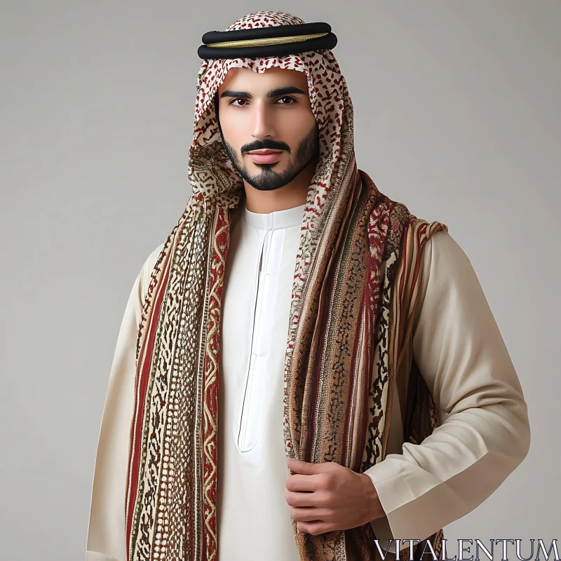 Middle Eastern Man in Cultural Attire AI Image