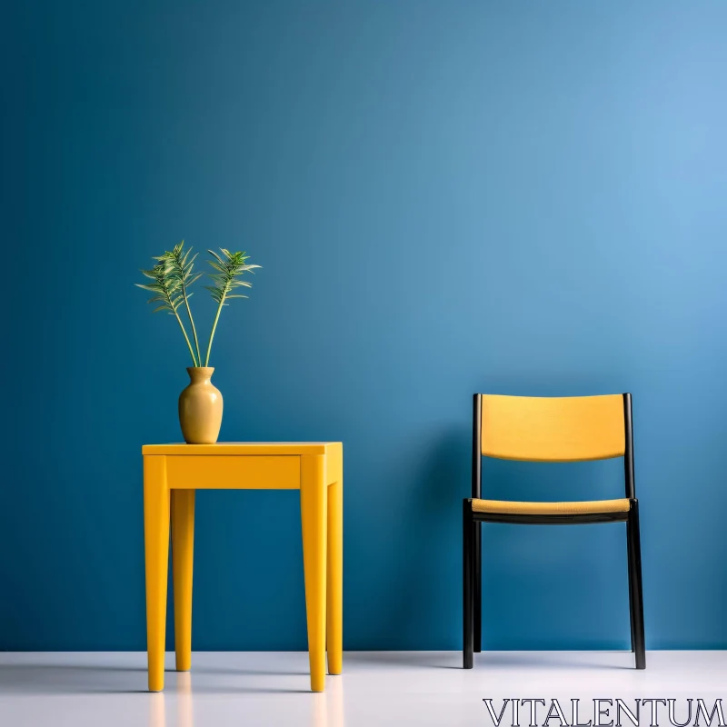 AI ART Modern Design with Yellow Furniture and Blue Background