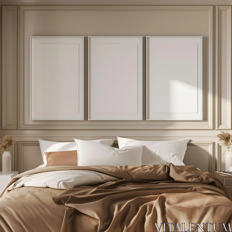 AI ART Elegant Minimalist Bedroom Décor