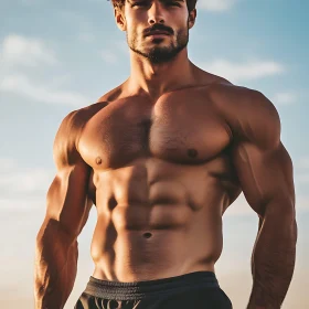 Muscular Male Fitness Model Outdoors