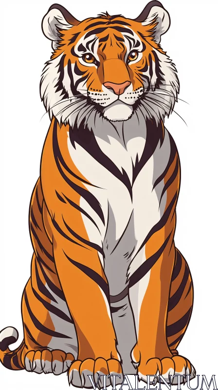 Regal Tiger Illustration AI Image