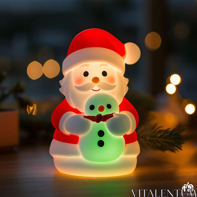 AI ART Glowing Santa Holding Snowman