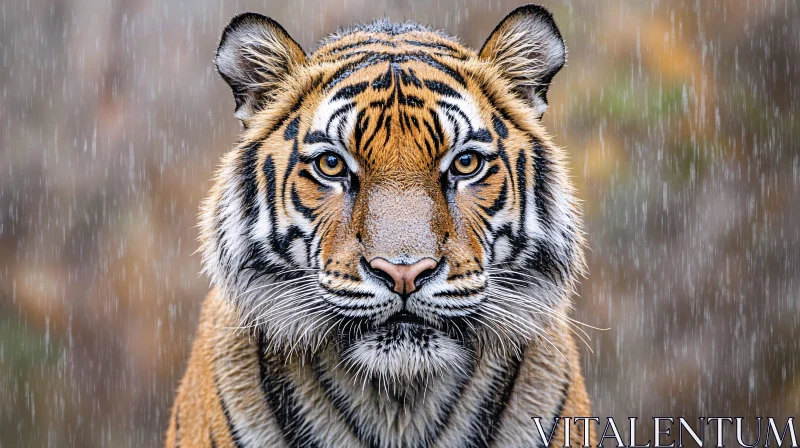 Tiger in Rain – Captivating Wildlife Image AI Image