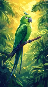 Tropical Parrot Perched in Foliage